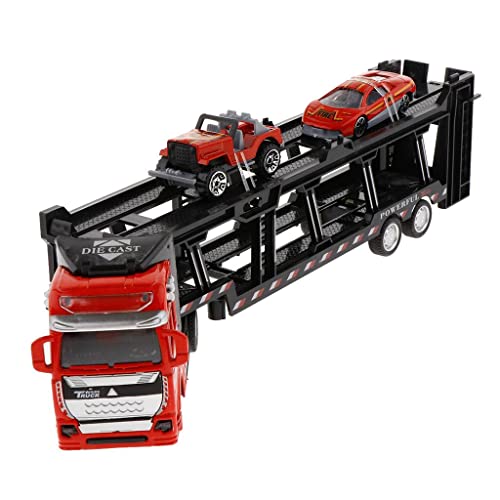perfk Reibungsbetriebener Transport Autotransporter LKW Spielzeug Zum Zurückziehen von Kleinkindern für Und Mädchen, Rot von perfk