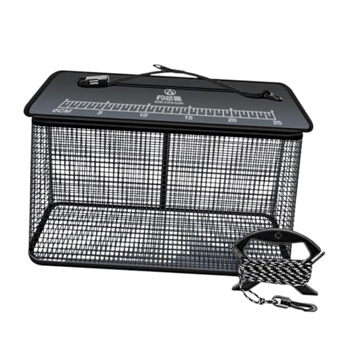 perfk Schwimmender Angelkorb, Minnows-Eimer, Outdoor für lebende Fische, Ausrüstung mit rutschfestem Paracord, vielseitiger Angelkäfig, Schwarz 34cmx20cmx28cm perfk Schwimmender Angelkorb, Minnows-Eimer, Outdoor für lebende Fische, Ausrüstung mit rutschfestem Paracord, vielseitiger Angelkäfig, Schwarz 34cmx20cmx28cm von perfk