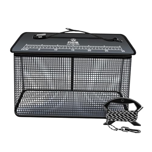 perfk Schwimmender Angelkorb, Minnows-Eimer, Outdoor für lebende Fische, Ausrüstung mit rutschfestem Paracord, vielseitiger Angelkäfig, Schwarz 39cmx24cmx50cm perfk Schwimmender Angelkorb, Minnows-Eimer, Outdoor für lebende Fische, Ausrüstung mit rutschfestem Paracord, vielseitiger Angelkäfig, Schwarz 39cmx24cmx50cm von perfk