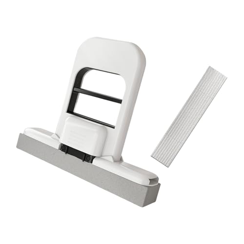 perfk Selbstauswringender, kompakter Mopp mit Quetschstange, tragbarer Mopp für Küchentheken, Starke für Enge Ecken, multifunktional, Weiss Schwarz von perfk