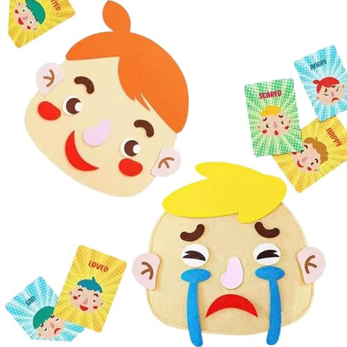 perfk Sozial-emotionale Lernspiele für Kinder Lustige Gesichter-Spiele Emotionen verwalten Pädagogisch für Mädchen Kinder über 3 Jahre alt, Fett von perfk