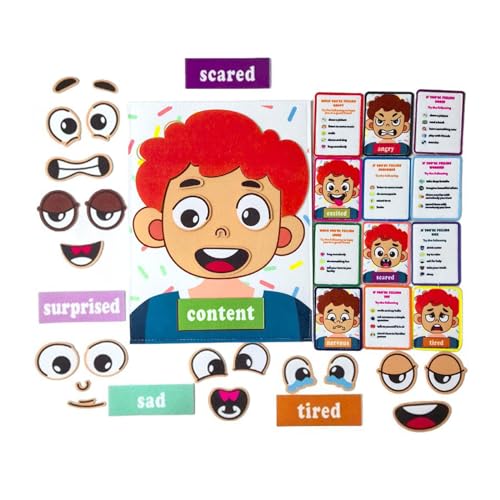 perfk Sozial-emotionale Lernspiele für Kinder Lustige Gesichter-Spiele Emotionen verwalten Pädagogisch für Mädchen Kinder über 3 Jahre alt, Junge von perfk
