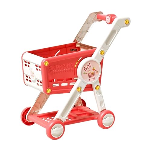 perfk Spielzeug-Einkaufswagen, Rollenspiel, höhenverstellbar, vorgeben, Einkaufswagen, Supermarkt-Wagen, Spielzeug, Lernspielzeug für Babys, Rot von perfk