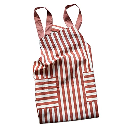 perfk Stilvolle Küchenschürze mit Taschen Zum Kochen Und Backen, Verstellbarer Hüftgurt Passt Den Meisten Menschen, Streifen von perfk