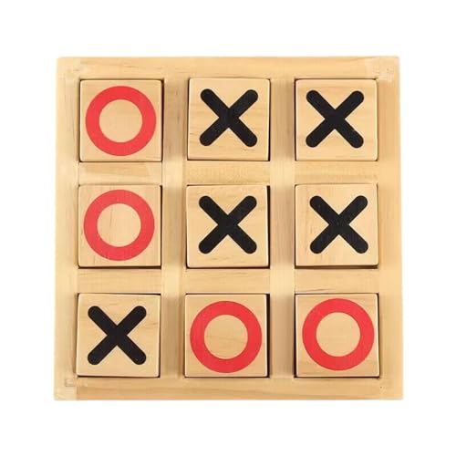 perfk Tic Tac Toe-Spiel aus Holz, XO-Tischspielzeug, Familienbrettspiele, klassisches interaktives Eltern-Kind-Interaktionsspiel für Familien und Kinder, 16.3 cm x 2.5 cm x 16.3 cm von perfk