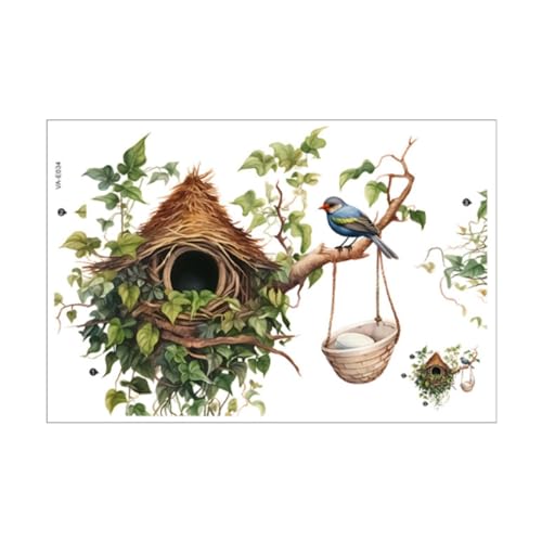 perfk Wandaufkleber, Wandtattoo, wasserdicht, modern, abnehmbar, PVC, Tapete, Baumzweig mit Vögeln, für Schlafzimmer, Schule, Innenbereich, Urlaub von perfk