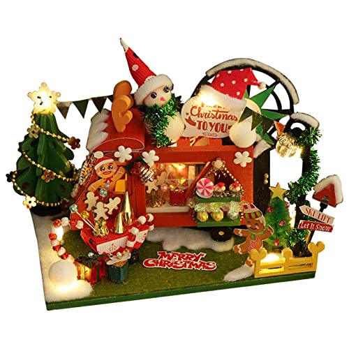 perfk Weihnachtspuppenhause Miniatur mit Möbeln 1:12 Holzzimmer für Kinder von perfk