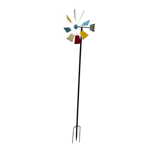 perfk Windmühle aus Metall für den Außenbereich, Windspiel mit Pfahl, Ornament, Windskulptur, Gartendekor für den Außenbereich, Gehweg, Zaun, Hof von perfk