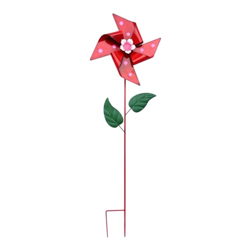 perfk Windrad für den Garten im Freien, pastoraler dekorativer Gartenpfahl, Metall-Windmühle für die Außendekoration, Rot perfk Windrad für den Garten im Freien, pastoraler dekorativer Gartenpfahl, Metall-Windmühle für die Außendekoration, Rot von perfk