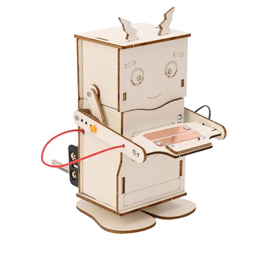 perfk Wissenschaftliche Experimente DIY-Kits, DIY pädagogisches Roboter-Sparschwein, mechanisches Holzbauspielzeug für Kinder von perfk
