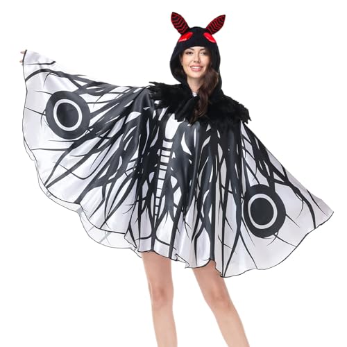 pewjury Mothman-Kostüm für Damen, Halloween-Kostüm – Mottenmann-Kapuzenumhang, Unisex, Halloween, Cosplay, Outfit für Jugendliche und Erwachsene pewjury Mothman-Kostüm für Damen, Halloween-Kostüm – Mottenmann-Kapuzenumhang, Unisex, Halloween, Cosplay, Outfit für Jugendliche und Erwachsene von pewjury