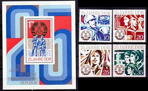 philaseum Briefmarken : DDR 1974, Mi.Nr. 1949-1952 + Block 41, 25 Jahre DDR I und II, Postfrisch philaseum Briefmarken : DDR 1974, Mi.Nr. 1949-1952 + Block 41, 25 Jahre DDR I und II, Postfrisch von philaseum