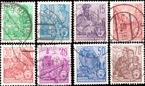 philaseum Briefmarken DDR 1957, Mi.Nr. 577B-580B, 582B-585B, Dauerserie Fünfjahresplan VI (Gezähnt 14), Gestempelt von philaseum