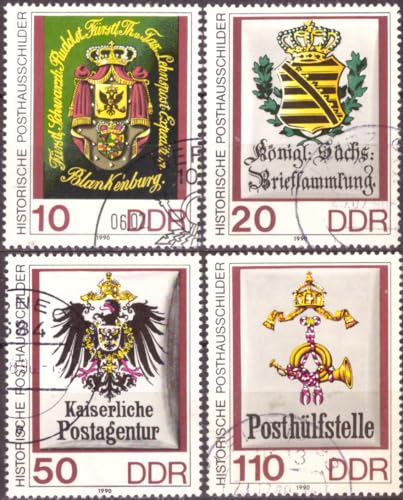 philaseum Briefmarken DDR 1990, Mi.Nr. 3306-3309, Historische Posthausschilder, Gestempelt von philaseum