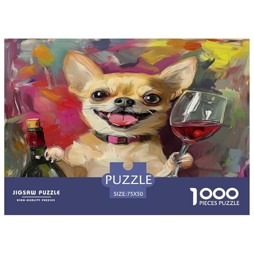 Chihuahua 1000 Stück Puzzles Für Erwachsene Teenager Stress Abbauen Familien-Puzzlespiel 1000-teiliges Puzzle Kinder Lernspiel Spielzeug Geschenk Puzzel 1000pcs (75x50cm) von phszbzs