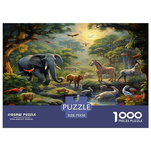 Dschungeltiere 1000 Teile,Impossible Puzzle,Geschicklichkeitsspiel Für Die Ganze Familie, Erwachsenen Puzzlespiel Puzzel 1000pcs (75x50cm) von phszbzs