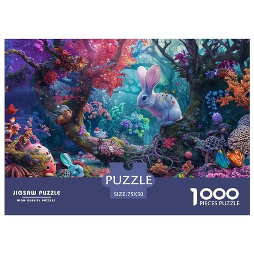 Kaninchen 1000 Stück Puzzles Für Erwachsene Teenager Stress Abbauen Familien-Puzzlespiel 1000-teiliges Puzzle Kinder Lernspiel Spielzeug Geschenk Puzzel 1000pcs (75x50cm) von phszbzs