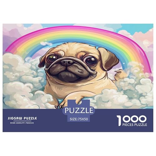 Mops 1000 Stück Puzzles Für Erwachsene Teenager Stress Abbauen Familien-Puzzlespiel 1000-teiliges Puzzle Kinder Lernspiel Spielzeug Geschenk Puzzel 1000pcs (75x50cm) von phszbzs
