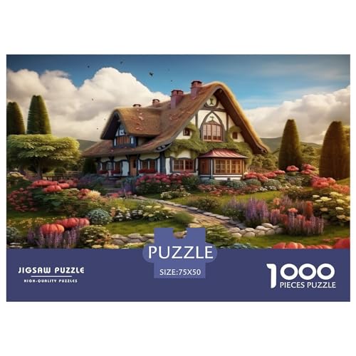 Mountain Village Cottage 1000 Teile,Impossible Puzzle,Geschicklichkeitsspiel Für Die Ganze Familie, Erwachsenen Puzzlespiel Puzzel 1000pcs (75x50cm) von phszbzs