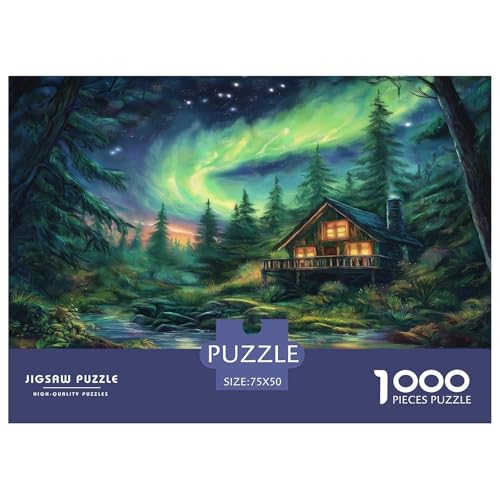 Nordlichter 1000 Stück Puzzles Für Erwachsene Teenager Stress Abbauen Familien-Puzzlespiel Mit Poster in 1000-teiliges Puzzle Kinder Lernspiel Spielzeug Geschenk Puzzel 1000pcs (75x50cm) von phszbzs