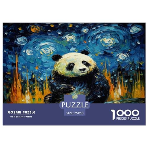 Ölgemälde Panda 1000 Stück Puzzles Für Erwachsene Teenager Stress Abbauen Familien-Puzzlespiel 1000-teiliges Puzzle Kinder Lernspiel Spielzeug Geschenk Puzzel 1000pcs (75x50cm) von phszbzs