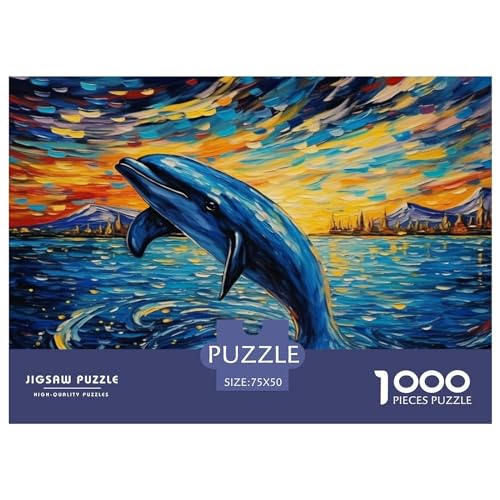 Oil Painting Delphin Puzzle 1000 Teile Für Erwachsene Und Kinder Ab 14 Jahren Für Stressabbauer Puzzel 1000pcs (75x50cm) von phszbzs