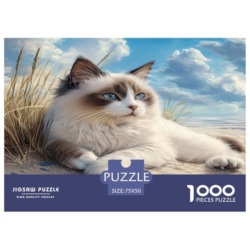 Ragdoll Katze 1000 Stück Puzzles Für Erwachsene Teenager Stress Abbauen Familien-Puzzlespiel 1000-teiliges Puzzle Kinder Lernspiel Spielzeug Geschenk Puzzel 1000pcs (75x50cm) von phszbzs