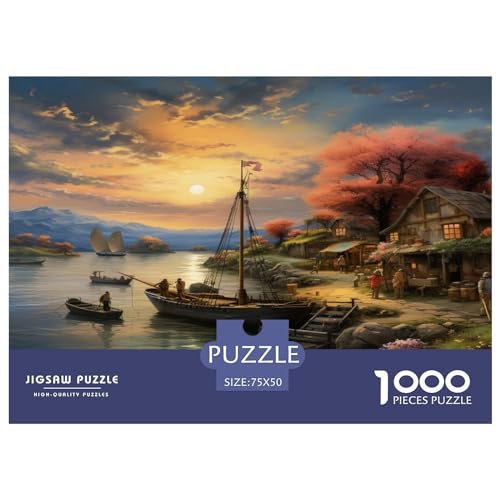 Sonnenuntergang über dem Hafen Puzzle 1000 Teile Erwachsener Kniffel Spaß Für Die Ganze Familie - Abwechslungsreiche 1000 Puzzleteilige Motive Puzzlespiel Erwachsene, Puzzel 1000pcs (75x50cm) von phszbzs