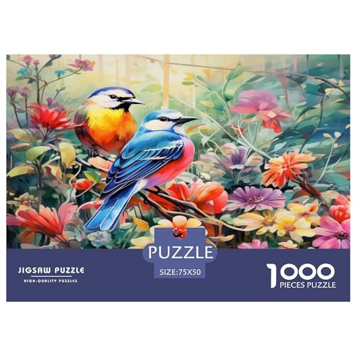 Vögel und Blumen Puzzle 1000 Teile Puzzles Für Erwachsene Lernspiel Herausforderungsspielzeug 1000-teilige Puzzlespiel Für Erwachsene Kinder Puzzel 1000pcs (75x50cm) von phszbzs