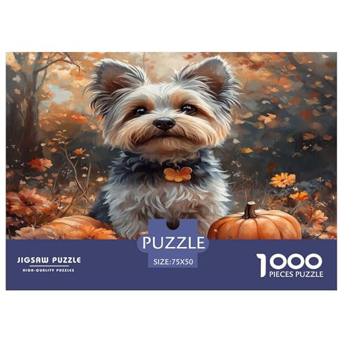 Yorkshire Terrier Puzzle 1000 Teile,für Erwachsene, Impossible Puzzle,farbenfrohes Legespiel,Geschicklichkeitsspiel Für Die Ganze Familie,Erwachsenenpuzzle Puzzel 1000pcs (75x50cm) von phszbzs