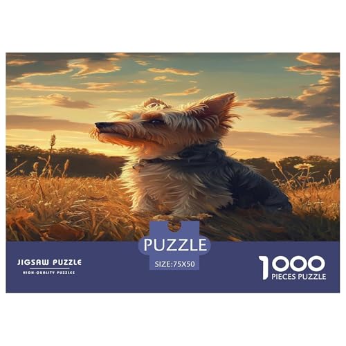 Yorkshire Terrier Puzzle 1000 Teile Puzzles Für Erwachsene Lernspiel Herausforderungsspielzeug 1000-teilige Puzzlespiel Für Erwachsene Kinder Puzzel 1000pcs (75x50cm) von phszbzs