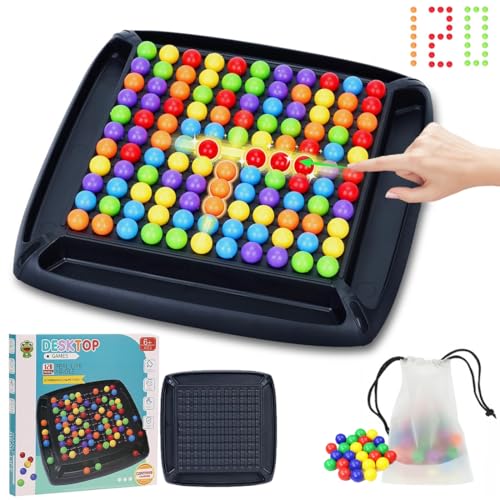 Intellektuelles Schachbrett, 120 Stück Schachbrett Doppelduell, Schachbrett Kinder Kugeln Duell, Elimination Brettspiel, Regenbogenball Elimination Rainbow Ball Brettspiel für Kinder Erwachsene von phxdance