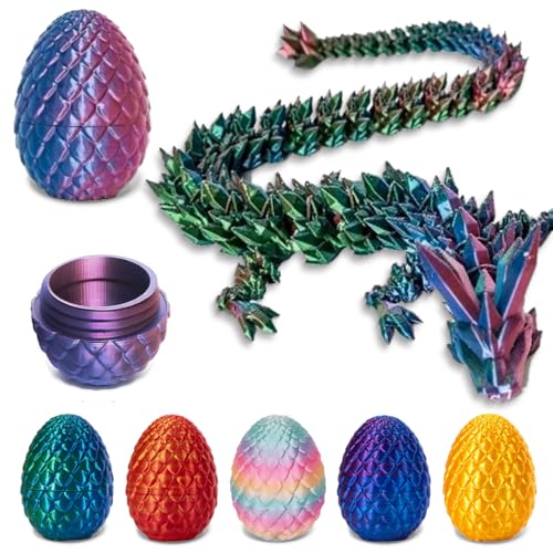 phxdance 3D Gedrucktes Drachenei, Drachenei mit Drache, Geheimnisvolle Drachen Spielzeug, Beweglicher Drache, Drachen Spielzeug für Easter Dekoration (Laser RED Blue Green) von phxdance