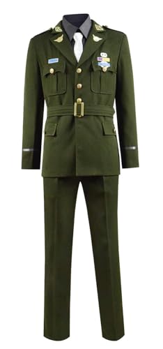 picmefee Offiziers-Uniform für Erwachsene, US-Held, Steve Rogers, Captain Cosplay, Uniform, Grün (Army Green), XS von picmefee