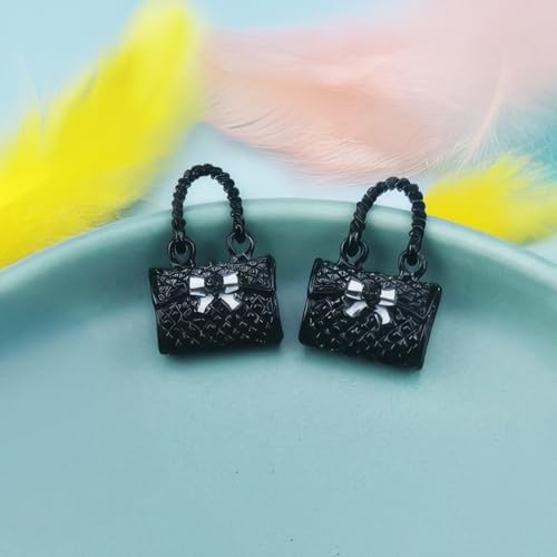 Puppenhaus-Tasche, Miniatur-Metalltasche, Puppenhaus-Zubehör, schwarz-weiße Handtasche, Miniatur-Dekoration (2 Stück) (schwarz) von picocosmxiruo