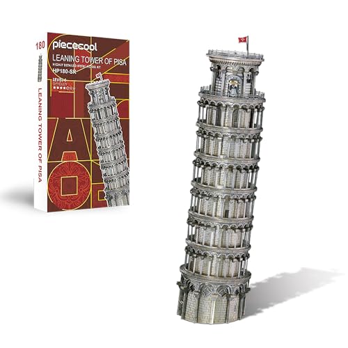 Piececool 3D Puzzle Metall Architecture Schiefer Turm von Pisa, 3D Metall Puzzle für 340 Edelstahl, Ganzes Metall, 1:1 Wiederherstellen, Geburtstagsgeschenk, Modellbausatz Erwachsene, 127 Teile von piececool
