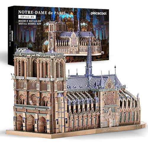 Piececool 3D Puzzle Metall Architecture Notre Dame de Paris, 3D Metall Puzzle für 340 Edelstahl, 1:1 Wiederherstellen, Gotischer Stil, Geburtstagsgeschenk, Modellbausatz Erwachsene, 382 Teile von piececool