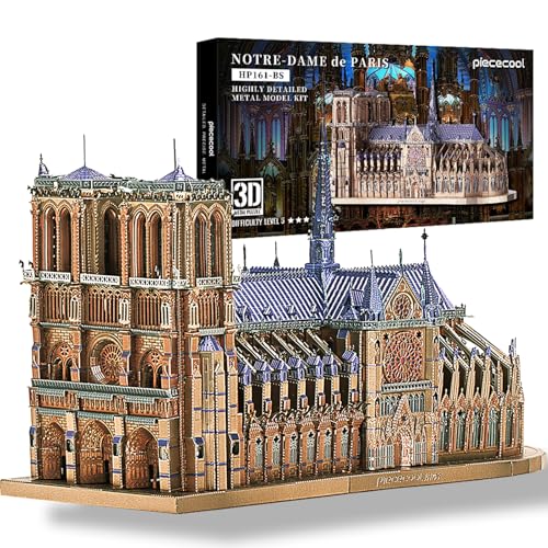 Piececool 3D Puzzle Metall Architecture Notre Dame de Paris, 3D Metall Puzzle für 340 Edelstahl, 1:1 Wiederherstellen, Gotischer Stil, Geburtstagsgeschenk, Modellbausatz Erwachsene, 382 Teile von piececool