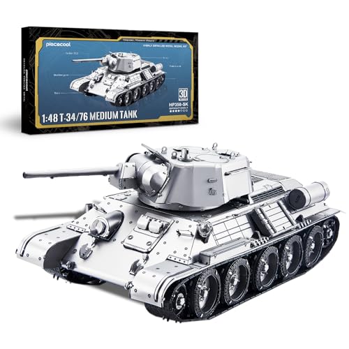 piececool 3D Puzzle Metall Panzerkampfwagen 1:48 T-34/76 Medium Tank, 3D Metall Puzzle Militärmodell für Edelstahl, 100% Wiederherstellen, Geburtstagsgeschenk, Modellbausatz Erwachsene, 348 Teile piececool 3D Puzzle Metall Panzerkampfwagen 1:48 T-34/76 Medium Tank, 3D Metall Puzzle Militärmodell für Edelstahl, 100% Wiederherstellen, Geburtstagsgeschenk, Modellbausatz Erwachsene, 348 Teile von piececool
