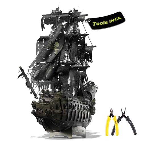 Piececool 3D Puzzle Metall Piratenschiff Fliegender Holländer, 3D Metall Puzzle Segelboot Schiffsset, Modell Schiffs für 340 Edelstahl, Modellbausatz Erwachsene, 369 Teile (Enthält Montagewerkzeuge) von piececool