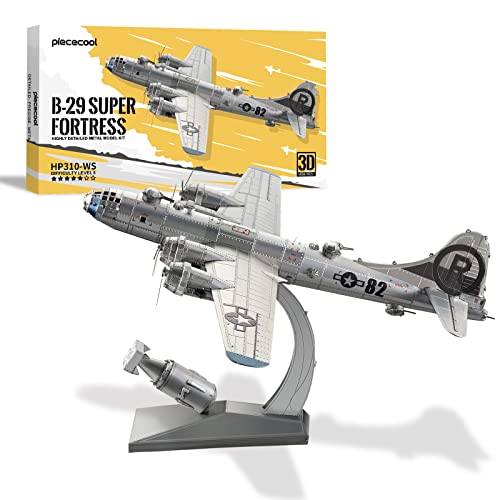 Piececool 3D Puzzle Metall Flugzeug Modell B-29 Bomber Superfestung, 3D Metall Puzzle für 340 Edelstahl, Ganzes Metall, 1:1 Wiederherstellen, Geburtstagsgeschenk, Modellbausatz Erwachsene, 150 Teile von piececool