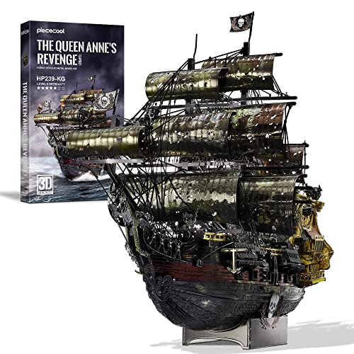 Piececool 3D Puzzle Metall Piratenschiff Queen Anne's Revenge, 3D Metall Puzzle Segelboot Schiffsset, Modell Schiffs für 340 Edelstahl, Geburtstagsgeschenk, Modellbausatz Erwachsene, 439 Teile von piececool