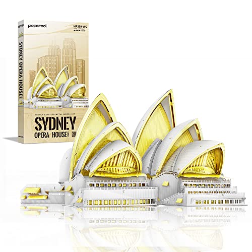 Piececool 3D Puzzle Metall Architecture Sydney Opera House, 3D Metall Puzzle für 340 Edelstahl, Ganzes Metall, 1:1 Wiederherstellen, Geburtstagsgeschenk, Modellbausatz Erwachsene, 122 Teile von piececool