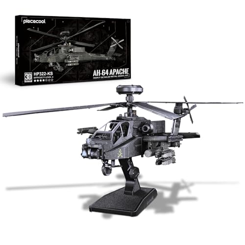 piececool 3D Puzzle Metall Flugzeug Modell AH-64 Hubschrauber Apache, 3D Metall Puzzle für 340 Edelstahl, Ganzes Metall, 1:1 Wiederherstellen, Geburtstagsgeschenk, Modellbausatz Erwachsene, 145 Teile piececool 3D Puzzle Metall Flugzeug Modell AH-64 Hubschrauber Apache, 3D Metall Puzzle für 340 Edelstahl, Ganzes Metall, 1:1 Wiederherstellen, Geburtstagsgeschenk, Modellbausatz Erwachsene, 145 Teile von piececool