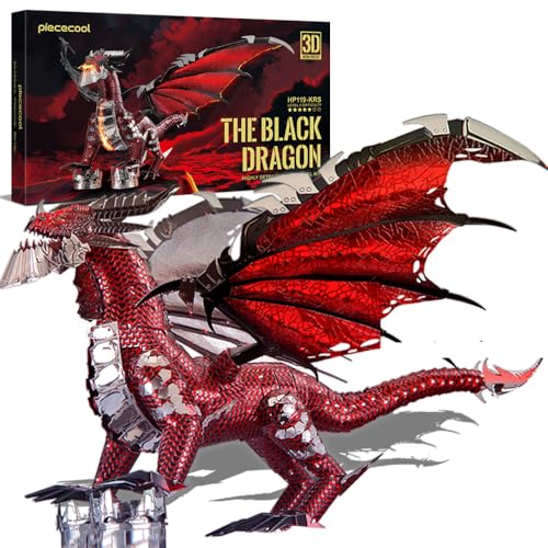 Piececool 3D Puzzle Metall Modellbau Drachen, 3D Metall Puzzle für 340 Edelstahl, Ganzes Metall, 1:1 Wiederherstellen Sammlung, Geburtstagsgeschenk, Modellbausatz Erwachsene, 107 Teile von piececool