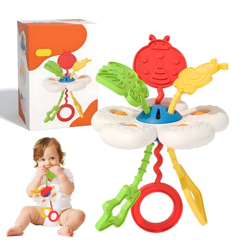 pilyero Montessori Spielzeug Ab 1 Jahr, Sensorik Spielzeug Baby, mit 3 Fidget Spinner Baby, Geeignet für Kinder zur Förderung der Greif- und Bewegungsfähigkeiten sowie zum Spielen am Hochstuhl von pilyero