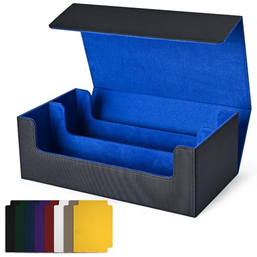 pintoc Kartenaufbewahrungsbox für Sammelkarten, KartendeckhüLle, Kartenhalter mit Magnetverschluss für Magnetische Spielkarten, Blau + Schwarz von pintoc