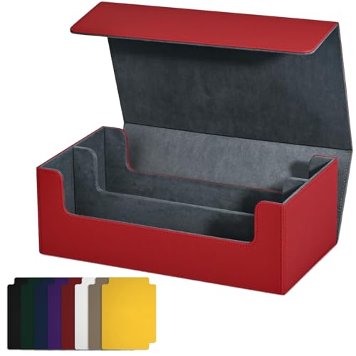 pintoc Kartenaufbewahrungsbox für Sammelkarten, KartendeckhüLle, Kartenhalter mit Magnetverschluss für Magnetische Spielkarten, Rot von pintoc