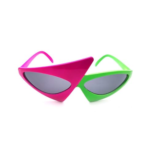 pipisweet Lustige Brille mit grünem rosa Kontrast, Hip-Hop, asymmetrisch, dreieckig, Party-Dekorationen (A 02) von pipisweet