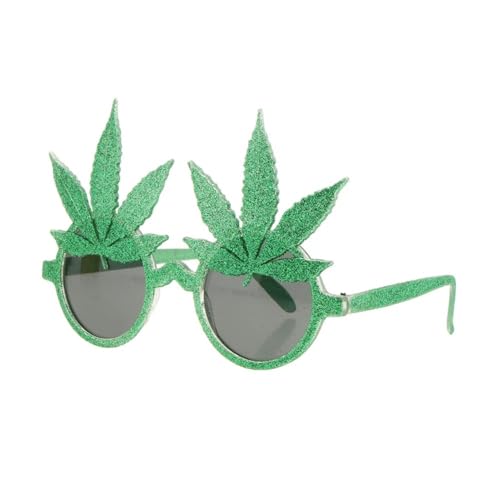 pipisweet Neuheit Cosplay Grün Glänzend Ahornblatt Brille Festliche Party Damen Sonnenbrille Vintage Dekorative Sonnenbrille für Männer von pipisweet